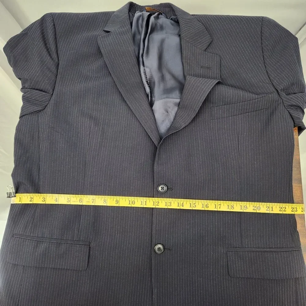Brooks Brothers‎ 346 Jacket Dark Blue w/ Blue & Gray Pinstripe Blazer Wool 46L